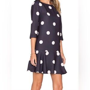 Kate Spade Steal The Show Navy Polka Dot Flounce Dress Women's Size 14